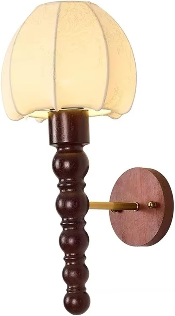 Fabric Walnut Wall Lamp, Circular Glass Design, Living Room, Bedroom Decoration, Home Decor, Beds... | Amazon (US)