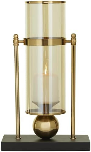 CosmoLiving by Cosmopolitan Metal Pillar Candle Holder with Metal Stand, 10" x 5" x 17", Gold | Amazon (US)