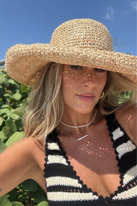The look of a full face ☀️ Testing the endurance of my new CC+ Cream during  a full day of shooting on the beach in the hottest Miami heat! 🌊 Gold pearl strand + pearl bar stack is a favorite! Plus an easy breezy floppy hat in natural raffia - clutch style to pack for a weekend away. Xx

#LTKFindsUnder100 #LTKStyleTip #LTKBeauty
