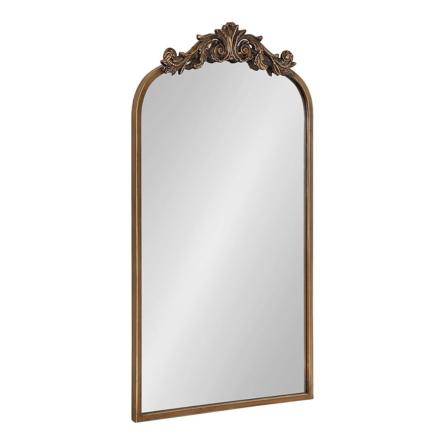 Kate and Laurel Arendahl Traditional Arch Mirror, 19" x 30.75", Gold, Baroque Inspired Wall Decor | Amazon (US)