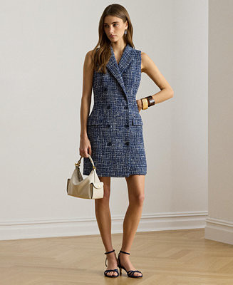 Women's Double-Breasted Sleeveless Notch Lapel Dress | Macy's
