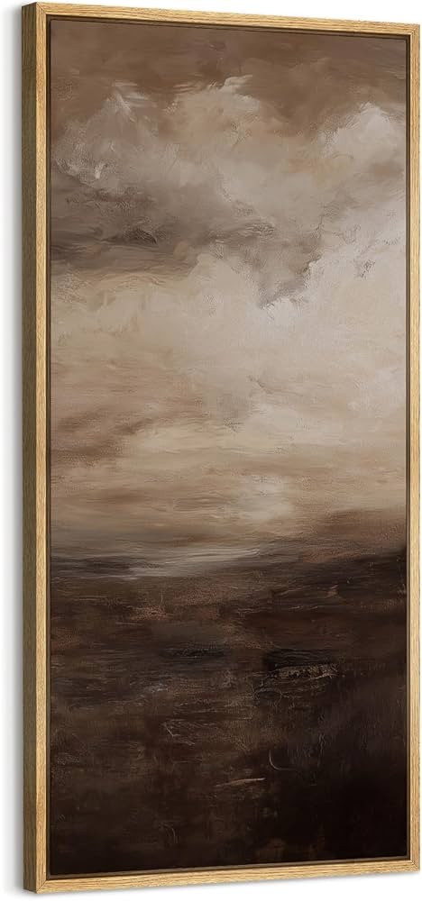 MUDECOR Extra Large Framed Canvas Print Wall Art Moody Brown Horizon Abstract Landscape Illustrat... | Amazon (US)