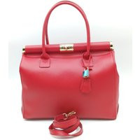 Italian Lock & Key Genuine Pebble Leather Handbag Satchel Red - Made in Italy | Etsy (US)