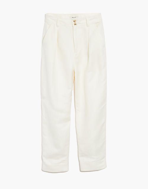 Linen-Blend Pleated Taper Wide-Leg Pants | Madewell