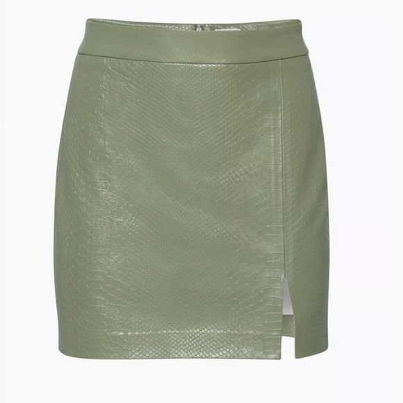 Aritzia Patio Vegan Leather Mini Skirt in Bitter Sage | Poshmark
