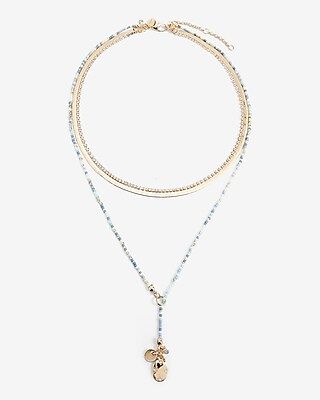 3 Row Beaded and Chain Y Necklace | Express