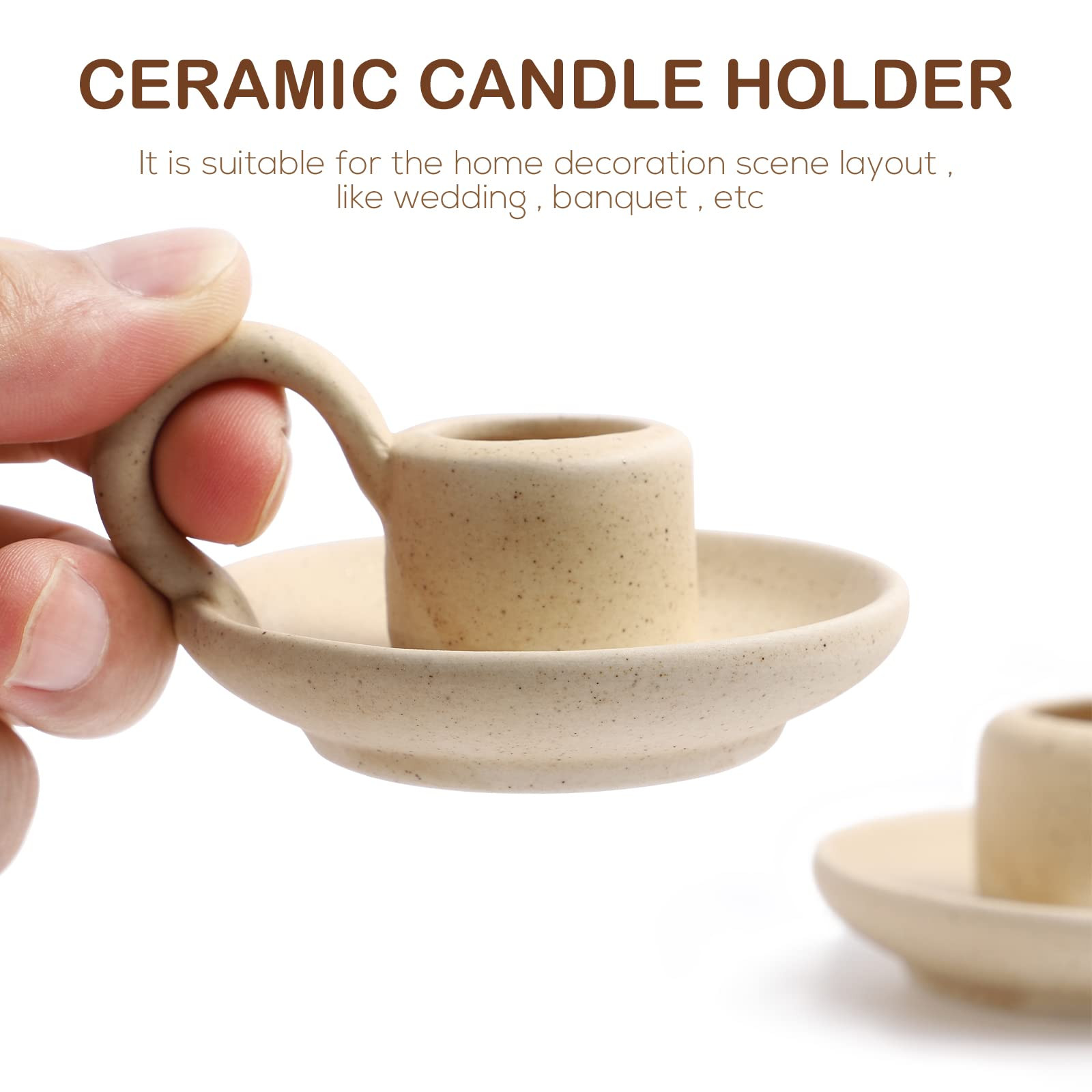 Cabilock 2PCS Ceramic Candle Holder, Vintage Taper Candlestick Table Centerpiece, Home Decor Phot... | Amazon (US)