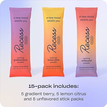 Recess Mood Drink Mix Powder | Sampler Pack | 15ct Box | Calming Magnesium L-Threonate Blend with... | Amazon (US)