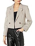 KENDALL + KYLIE Women's Double Breasted Cropped Blazer, Dove Gray/Black, X-Small | Amazon (US)