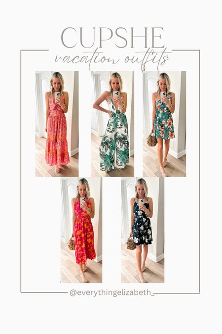 Vacation Outfits from Cupshe! 🌴☀️💃🏼 I’m loving these dresses and jumpsuits- perfect for vacation, date night, and as a wedding guest dress! CODE everybeth15 for 15% off on orders $65+! Wearing smallest size in all! 

Travel style, vacation dress, vacation outfit, resort wear, wide leg jumpsuit, maxi dress, midi dress, mini dress, travel outfit, over 30 style, over 30 fashion, affordable style,  summer dress, spring dress 

#LTKwedding #LTKfindsunder50 #LTKtravel