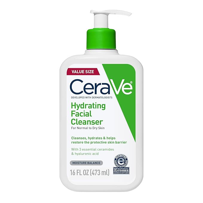 CeraVe Hydrating Facial Cleanser, Moisturizing Face Wash For Dry Skin, Hyaluronic Acid + Ceramide... | Amazon (US)