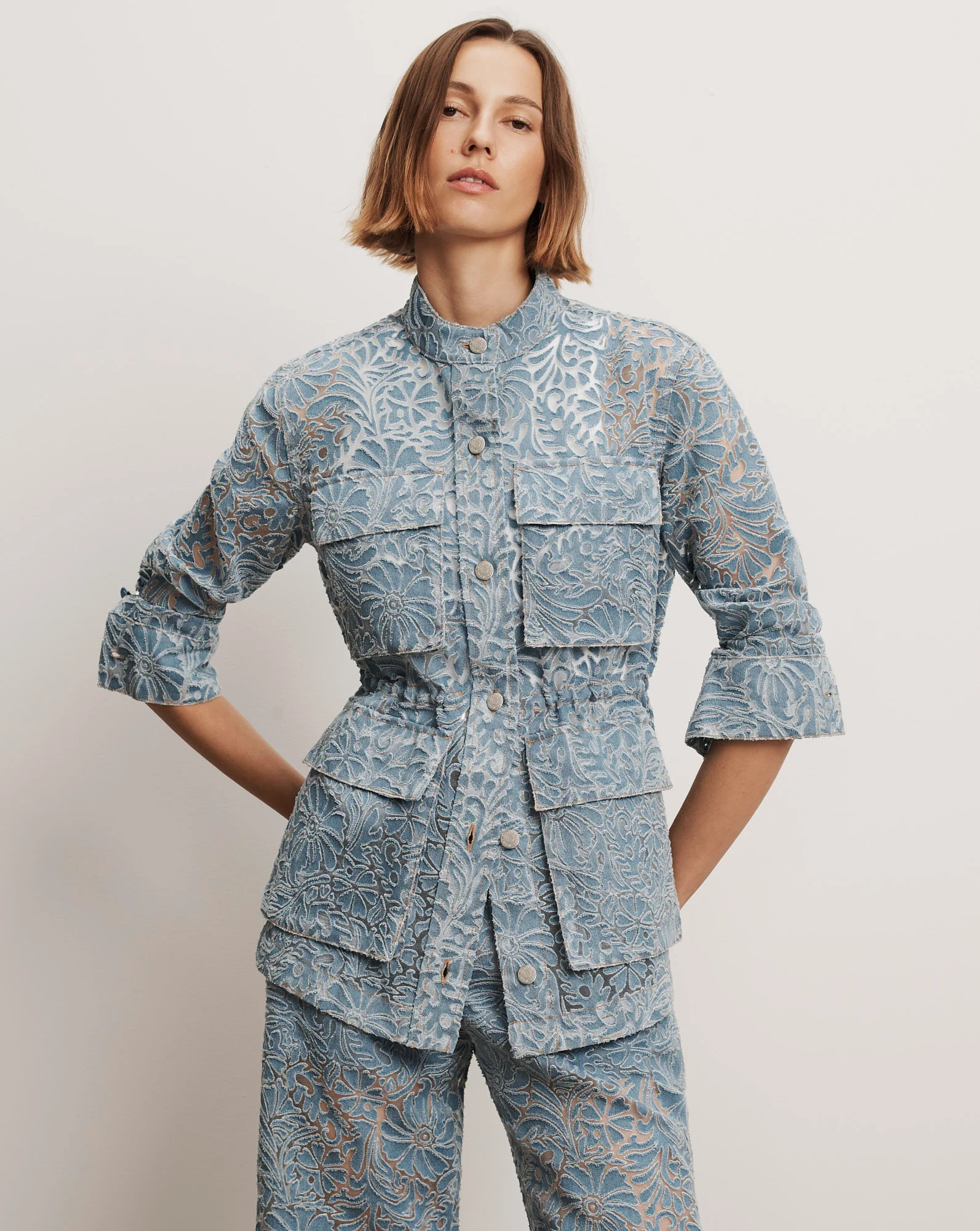 Lane Burnout Denim Jacket in Lakeshore | Veronica Beard | Veronica Beard