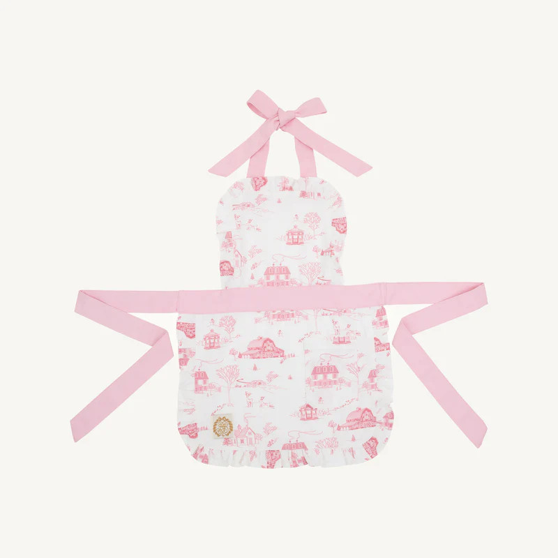 Abigail Apron - York Town Toile with Palm Beach Pink | The Beaufort Bonnet Company