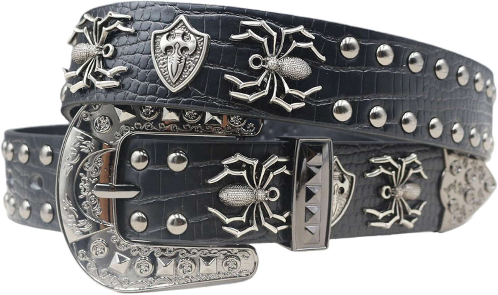 Black Western Cowboy Belt for Men Women Western Cowboy Cowgirl Y2k Studded Belt Western Punk Stud... | Amazon (US)