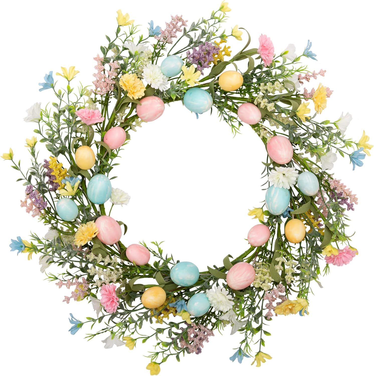 VGIA 18 inch Easter Wreath Artificial Easter Egg Wreath for Front Door Easter Door Wreath Spring ... | Amazon (US)