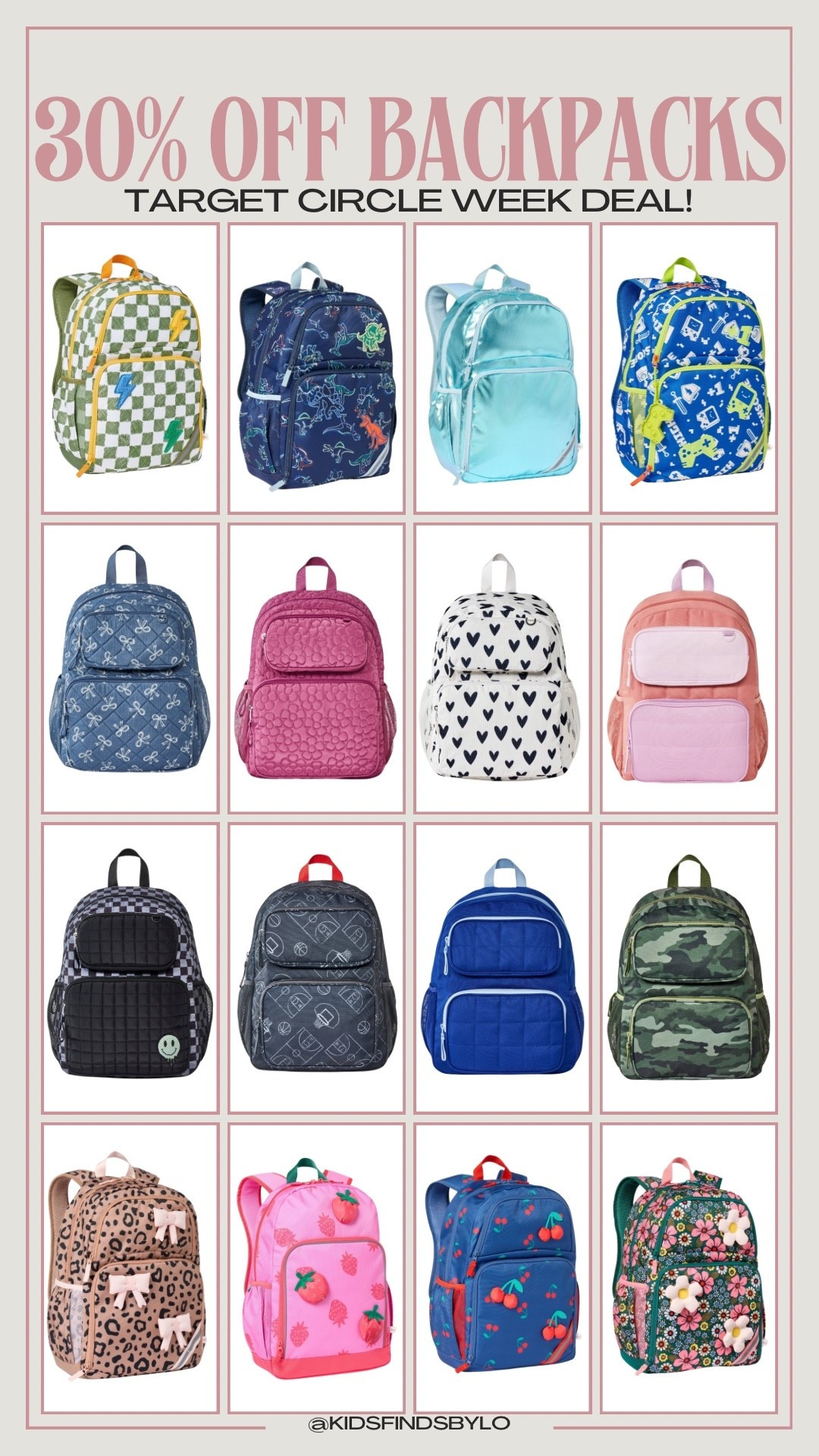 30% off Cat & Jack backpacks at Target! 

#LTKSaleAlert #LTKFamily #LTKKids