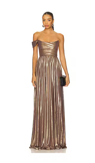 Kennedy Gown in Gold | Revolve Clothing (Global)