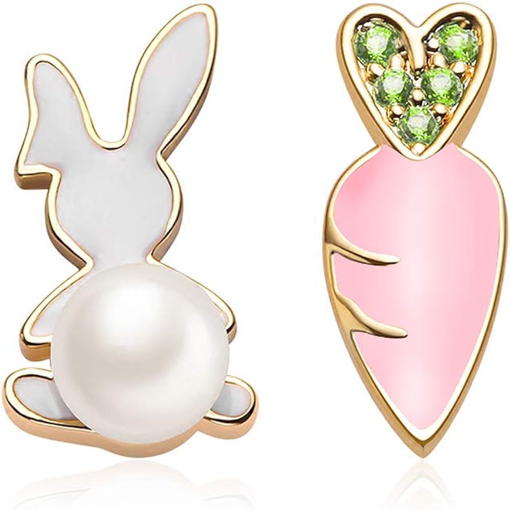 FAMARINE Easter Earrings Rabbit Stud Earrings Cute Funny Bunny Dangle Earring for Women Gifts | Amazon (US)