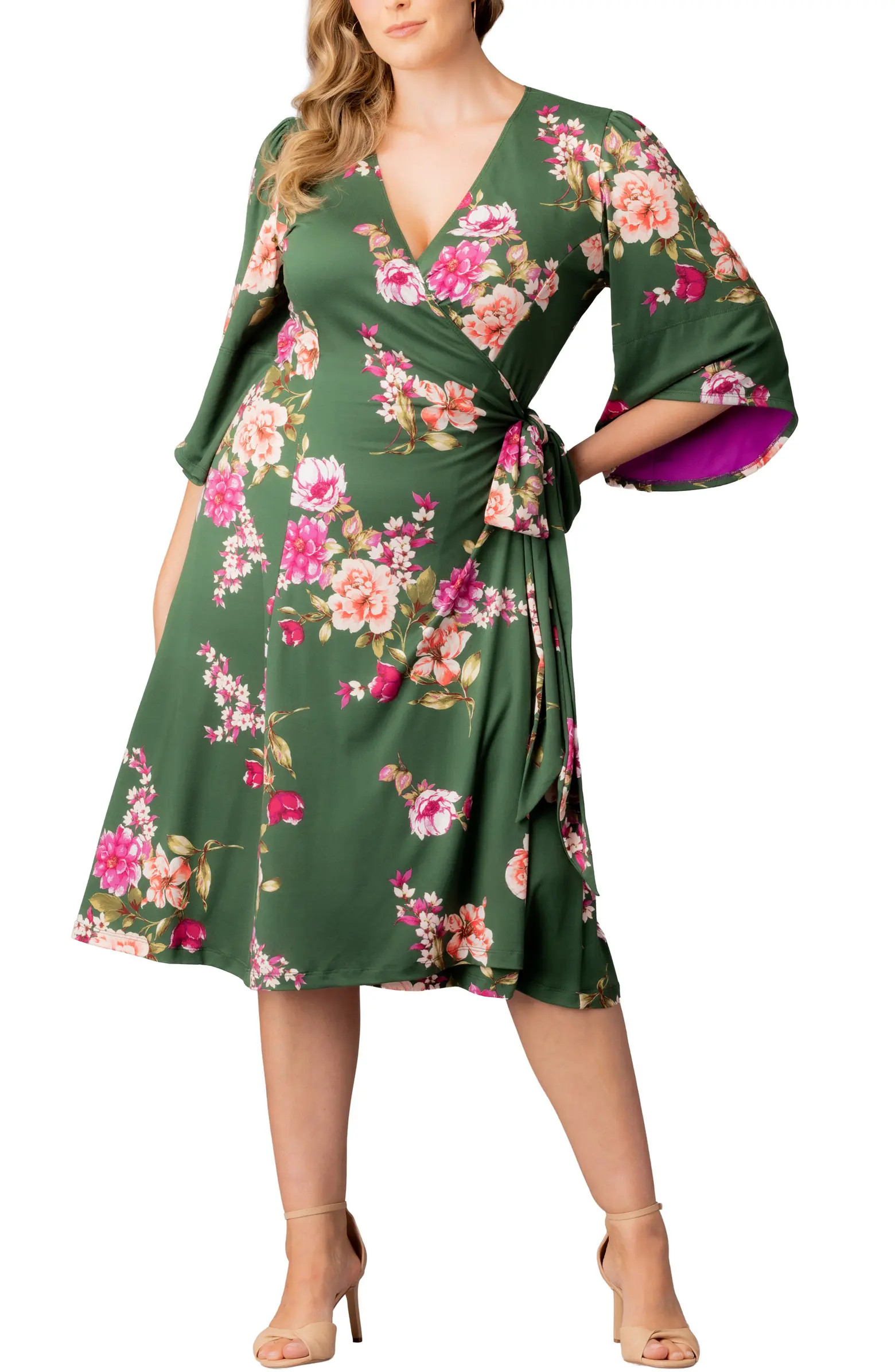 Gemini Floral Bell Sleeve Wrap Dress | Nordstrom