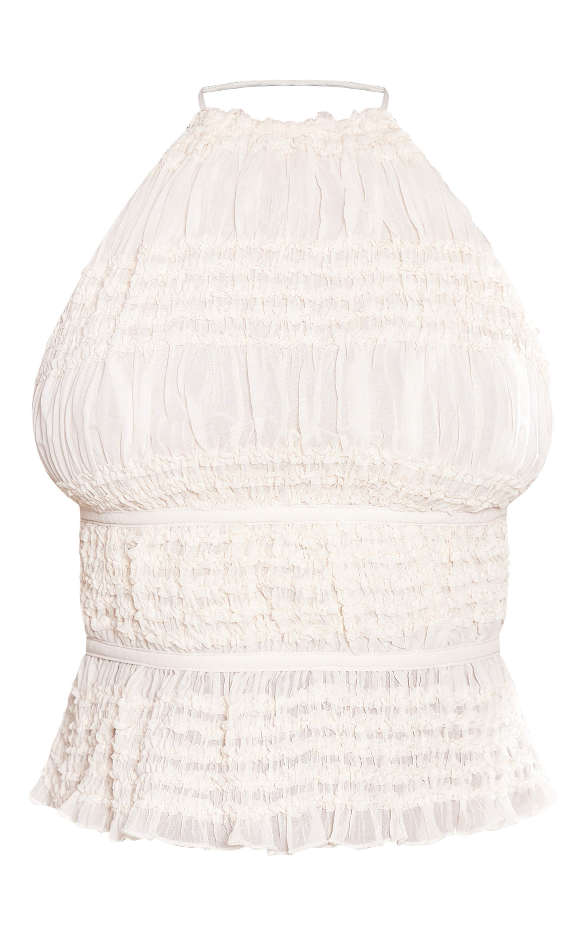 Cream Texture Frill Halter Neck Top | Pretty Little Thing (Australia & New Zealand)
