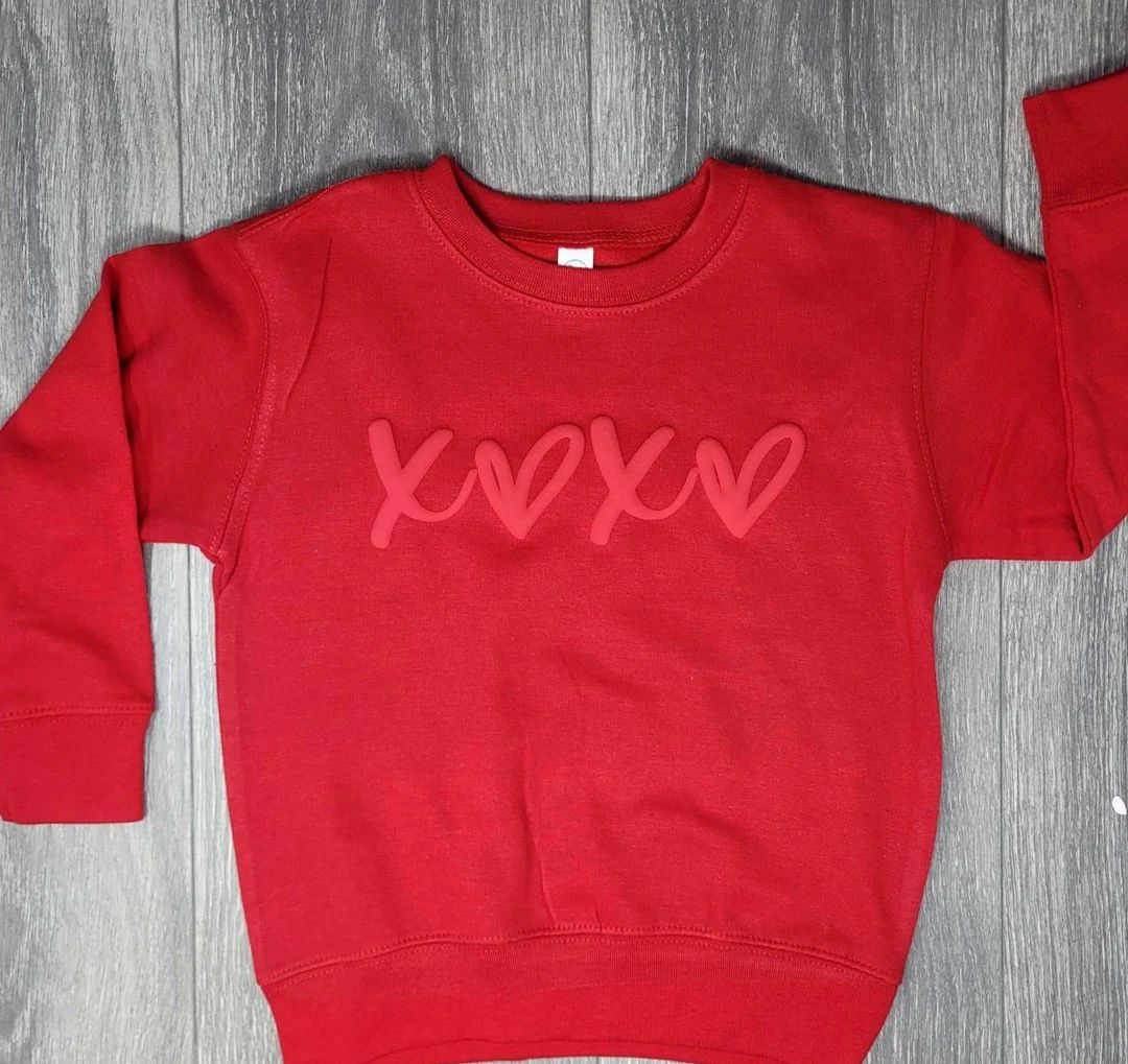 Girl Valentine XOXO Puff Valentine Crew Sweatshirt , Kids Valentine Sweatshirt - Etsy | Etsy (US)