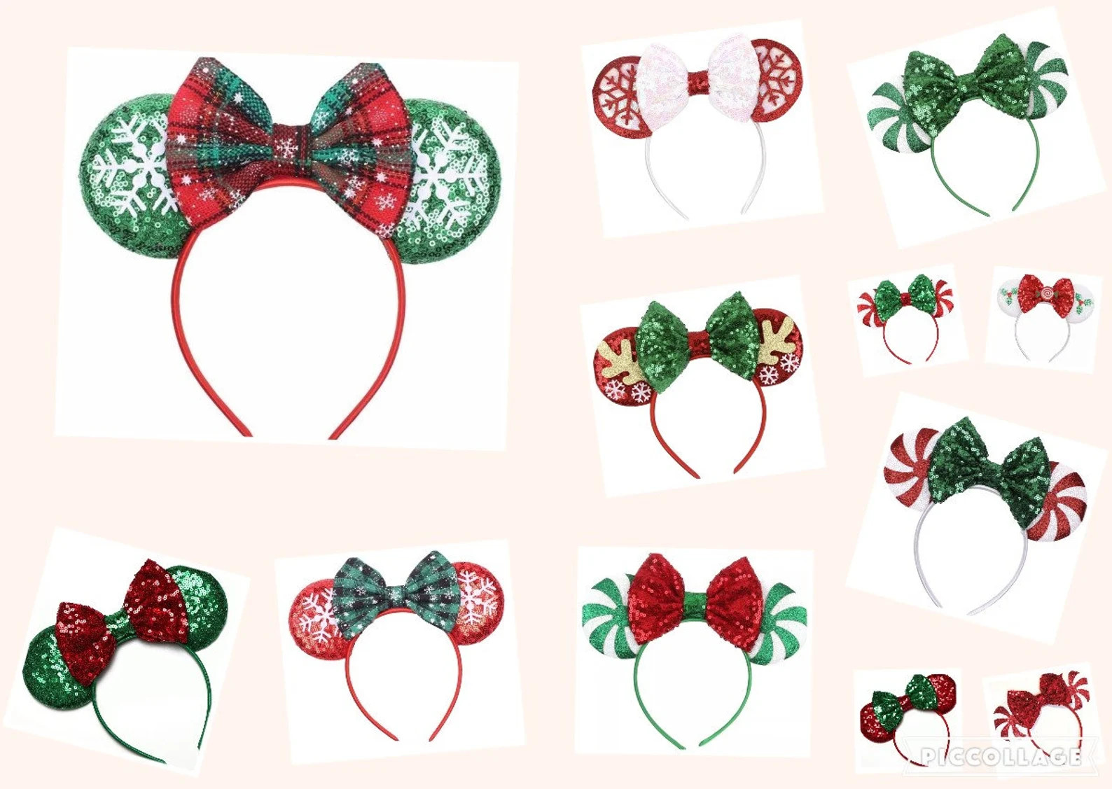 Christmas Mickey Ears,  Peppermint candy  ear headband,  Mickey Ears, Christmas Minnie Ears, sant... | Etsy (Global)