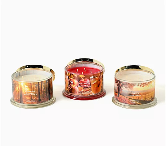HomeWorx by Slatkin + Co. Set of 3 18oz Colors of Fall Candles | QVC