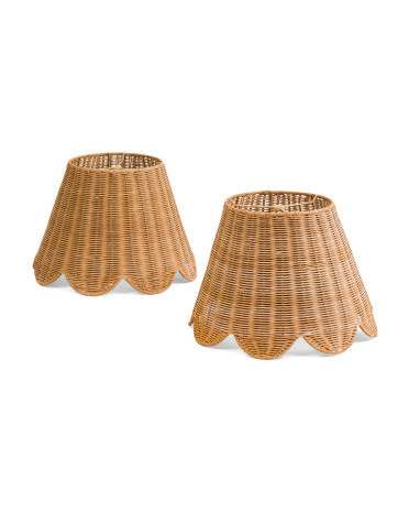 2pc 8x10.25 Woven Scalloped Rattan Lamp Shade Set | Lighting | Marshalls | Marshalls