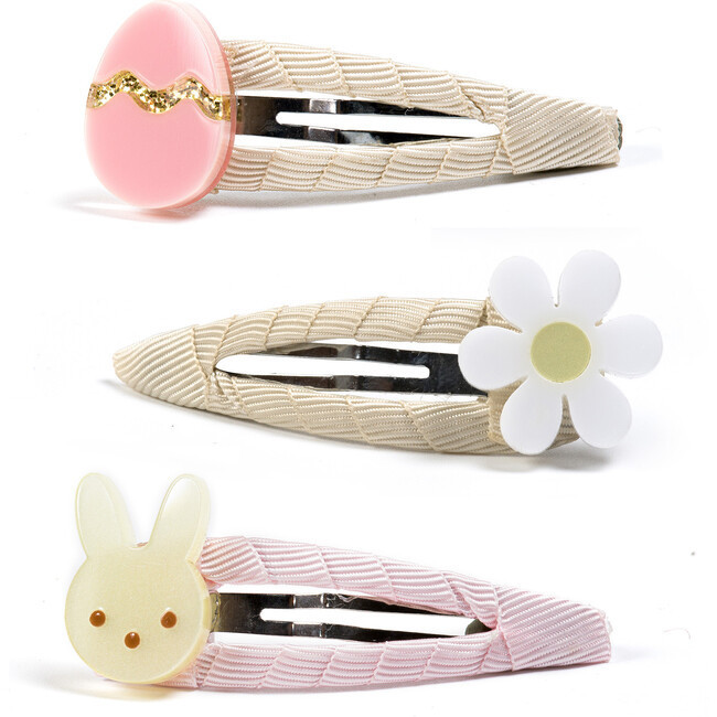 Easter Egg Daisy & Bunny Snap Clips Set, Multicolors | Maisonette