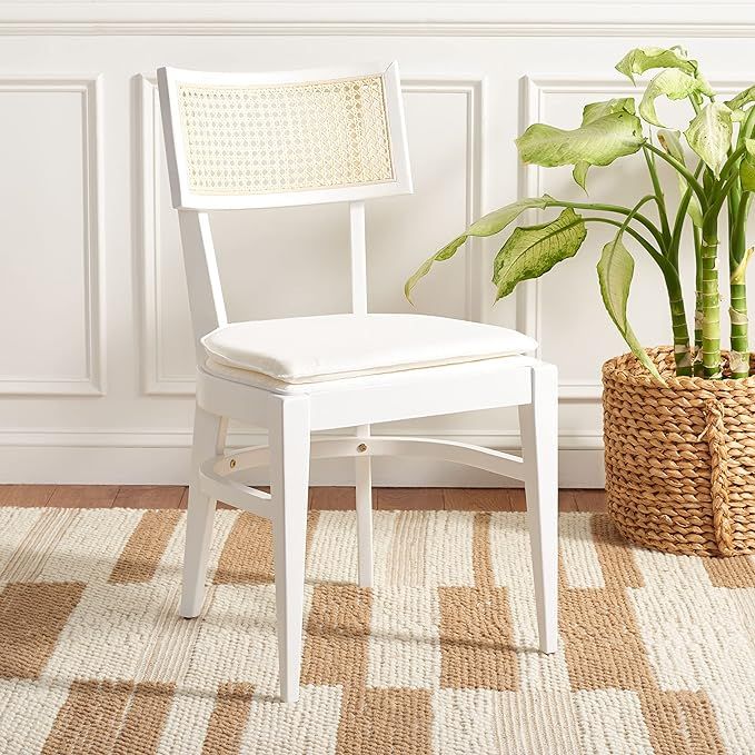 Safavieh Home Collection Galway Coastal White/Natural Cane Seat Cushion Dining Chair | Amazon (US)