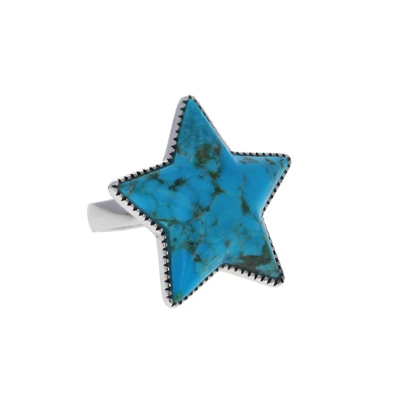 Sterling Silver, Etched Turquoise Star, Genuine Turquoise Ring, Bezel, 4mm Band, 925 Silver and T... | Etsy (US)