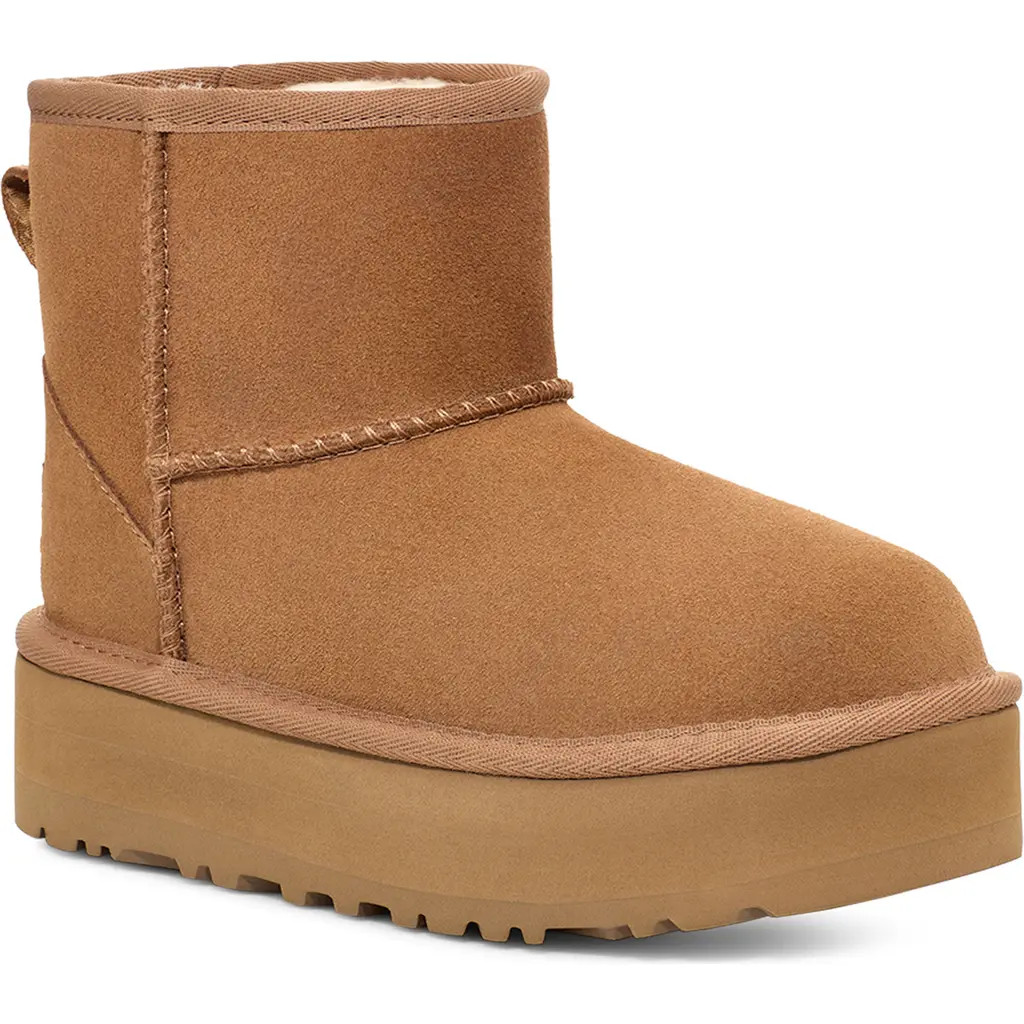 UGG(r) Kids' Classic Mini Water Resistant Platform Boot in Chestnut at Nordstrom, Size 1 M | Nordstrom