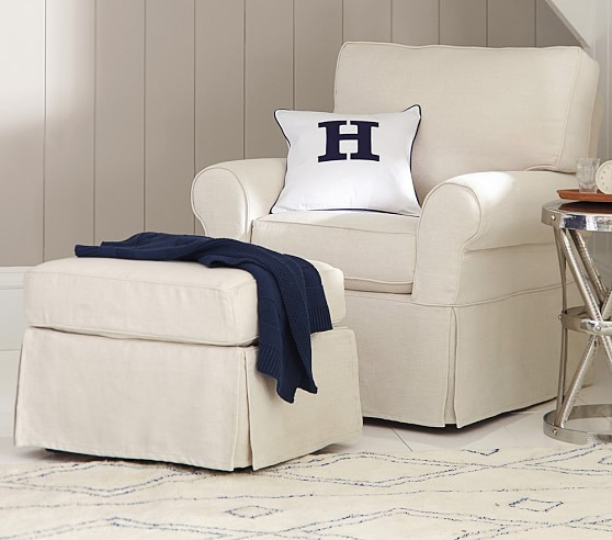 PB Kids® Small Comfort Slipcovered Swivel Glider & Ottoman | Pottery Barn Kids