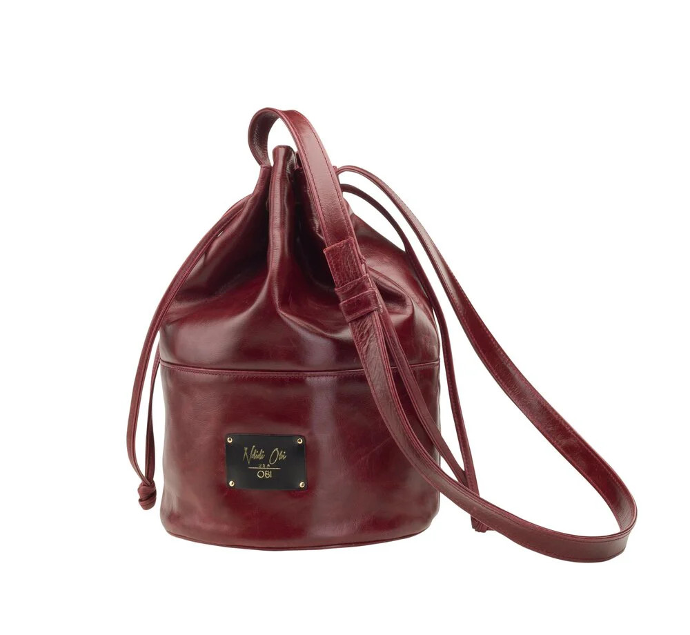 Women's Genuine Leather Classic Bucket bag with Adjustable Straps to W | NDIDI OBI INC