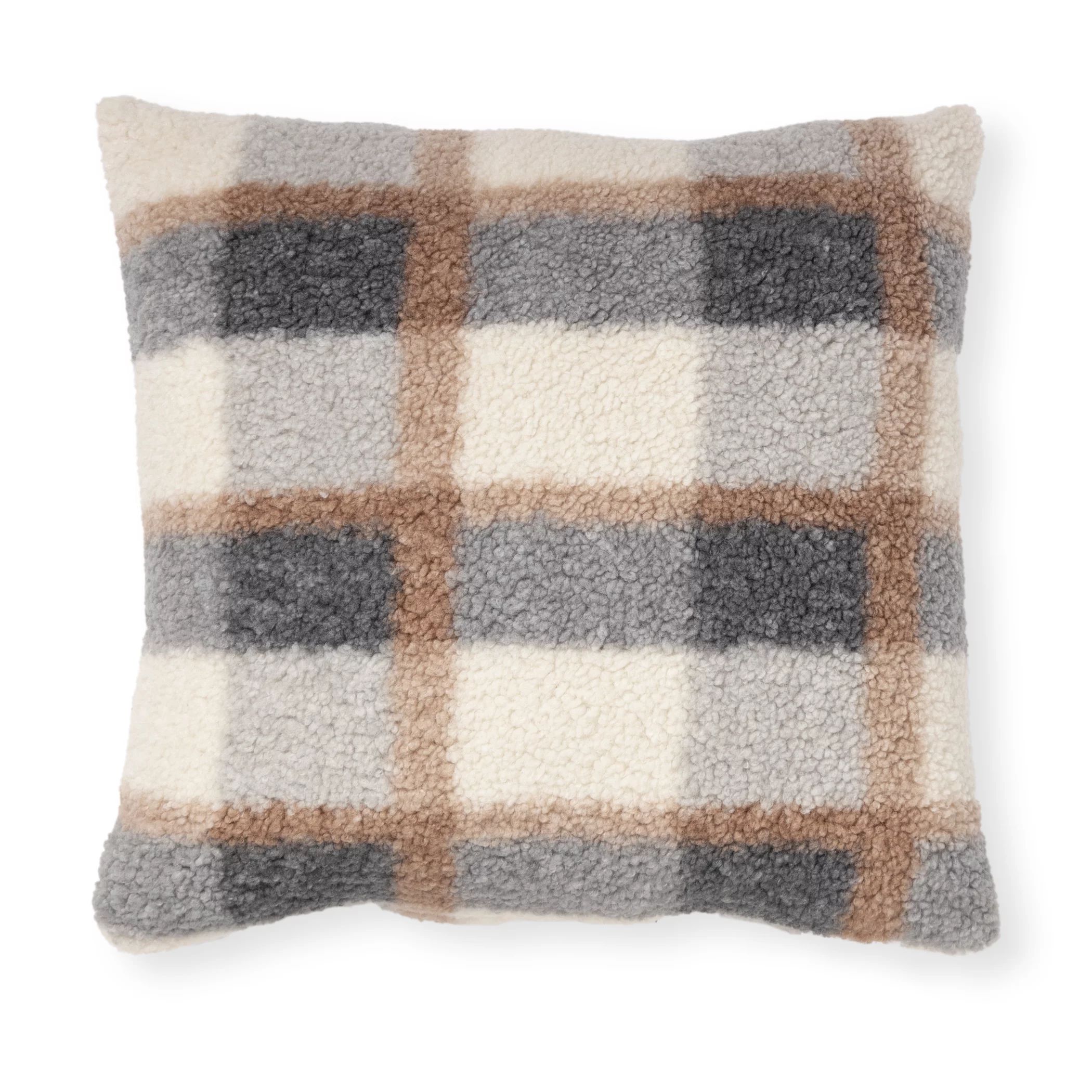 Mainstays Decorative Throw Pillow, Plaid, Multi, 18" Square, Single Pillow | Walmart (US)