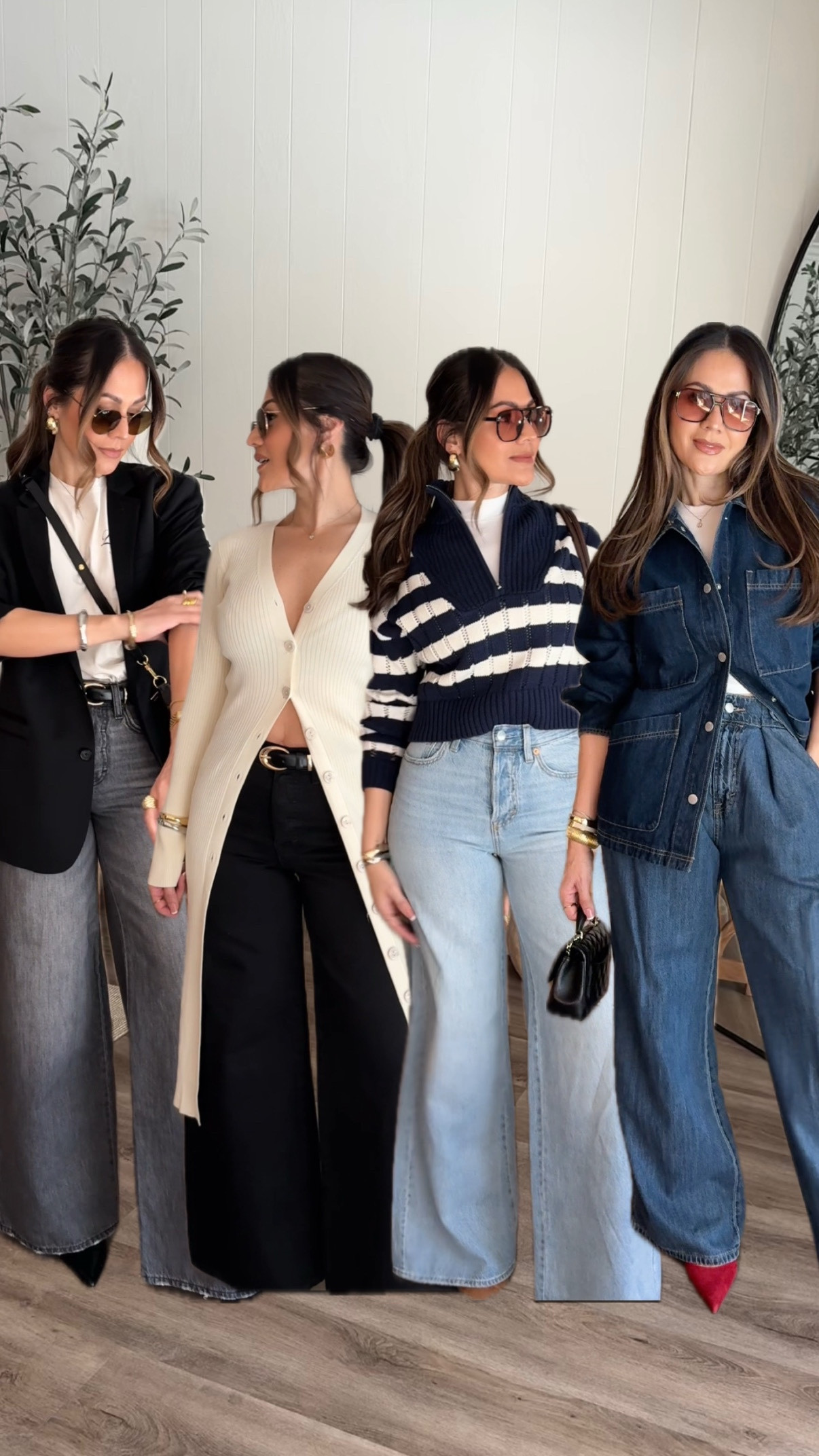 Target wide leg denim styling 

TARGET NEW ARRIVALS!! @target 🤌🏻#outfit 
It’s safe to say wide leg denim has me in a chokehold 😂 so easy to style and perfect to wear year round not to mention only $36!!!👏👏🤌🏻
Wearing a size 2 regular in all jeans 
Look 1- graphic t shirt / x small 
Jeans 2/ black wash 
Look 2- cardigan /  XS
Jeans 2/ black 
Look 3- stripe sweater / small 
Bodysuit / xsmall 
Jeans 2/ light Wash 
Look 4- denim shirt / XS
Jeans 2/ dark Wash 
I’m 5’4”/130


#LTKU #LTKFindsUnder50 #LTKWatchNow