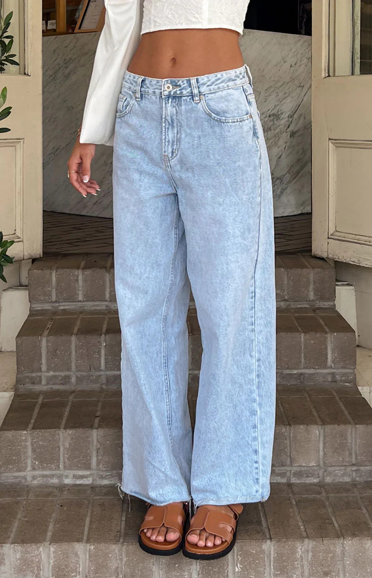She's Yours Light Wash Denim Wide Leg Boyfriend Jeans | Beginning Boutique (AU)