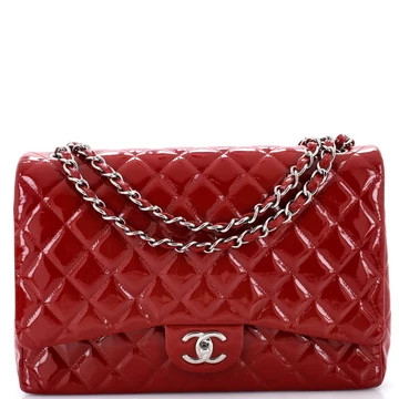 Chanel Classic Double Flap Bag Quilted Patent Maxi Red 4476883 | Rebag