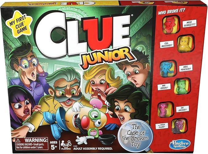 Hasbro Gaming Clue Junior Board Game for Kids Ages 5 and Up, Case of the Broken Toy, Classic Myst... | Amazon (US)