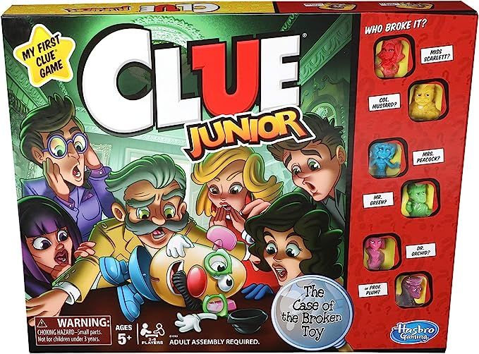 Amazon.com: Hasbro Gaming Clue Junior Board Game for Kids Ages 5 and Up, Case of the Broken Toy, ... | Amazon (US)