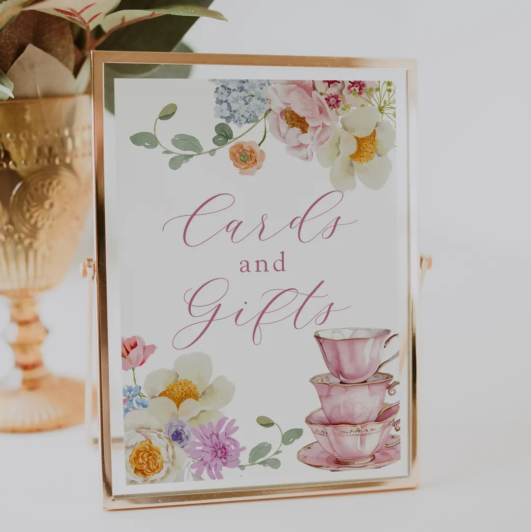 Wildflower Cards and Gifts Sign Template | Tea Party Sign Digital Download for Bridal Shower, Bab... | Etsy (US)