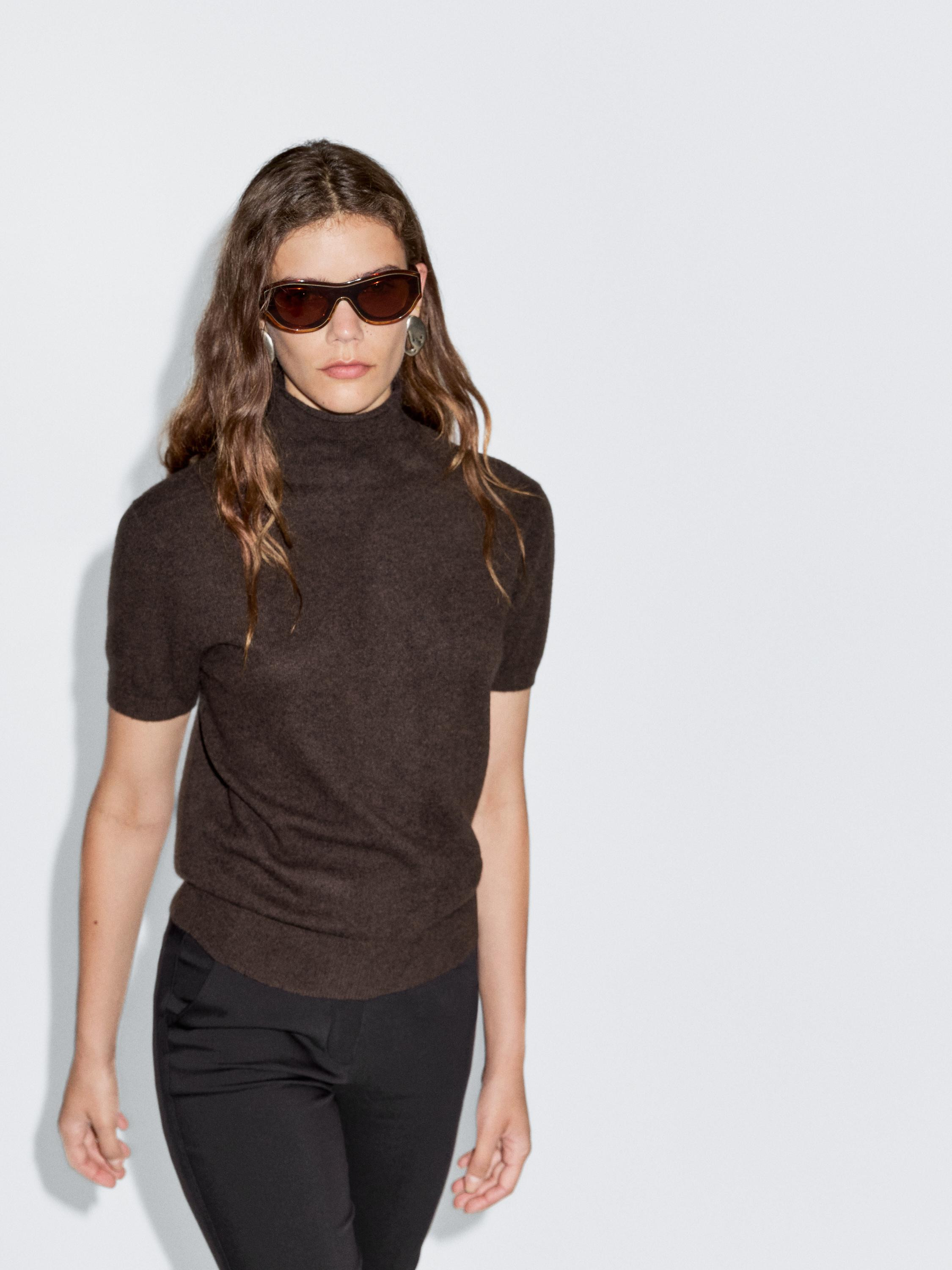 Knit wool blend sweater with short sleeves | Massimo Dutti UK