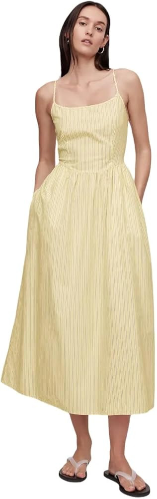 Gap Women's Dipped Waist Midi Dress | Amazon (US)
