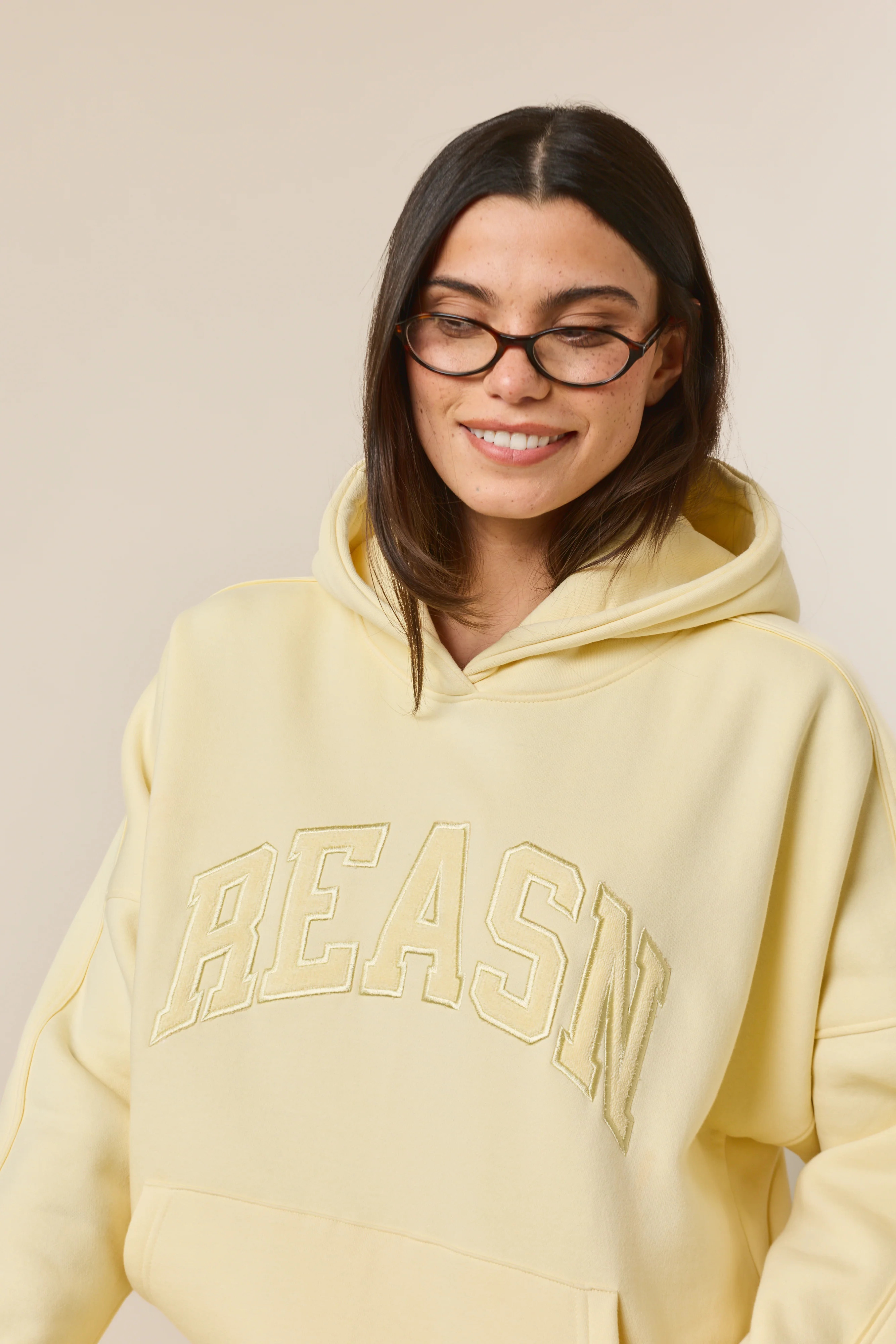 Oversized Branded Hoodie - Lemon Sorbet | Reasn