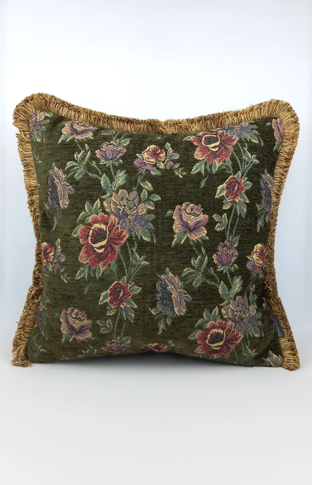 Floral Fringe Cushion Cover, Double Sided, 17x17" (43cm) Square, Throw Pillow Cover, Floral Home ... | Etsy (US)