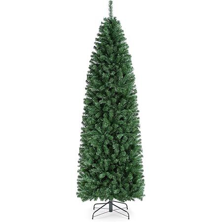 Goplus 8FT Artificial Pencil Christmas Tree, Unlit Skinny Slim Tree, 1000 Branch Tips, Premium PV... | Amazon (US)