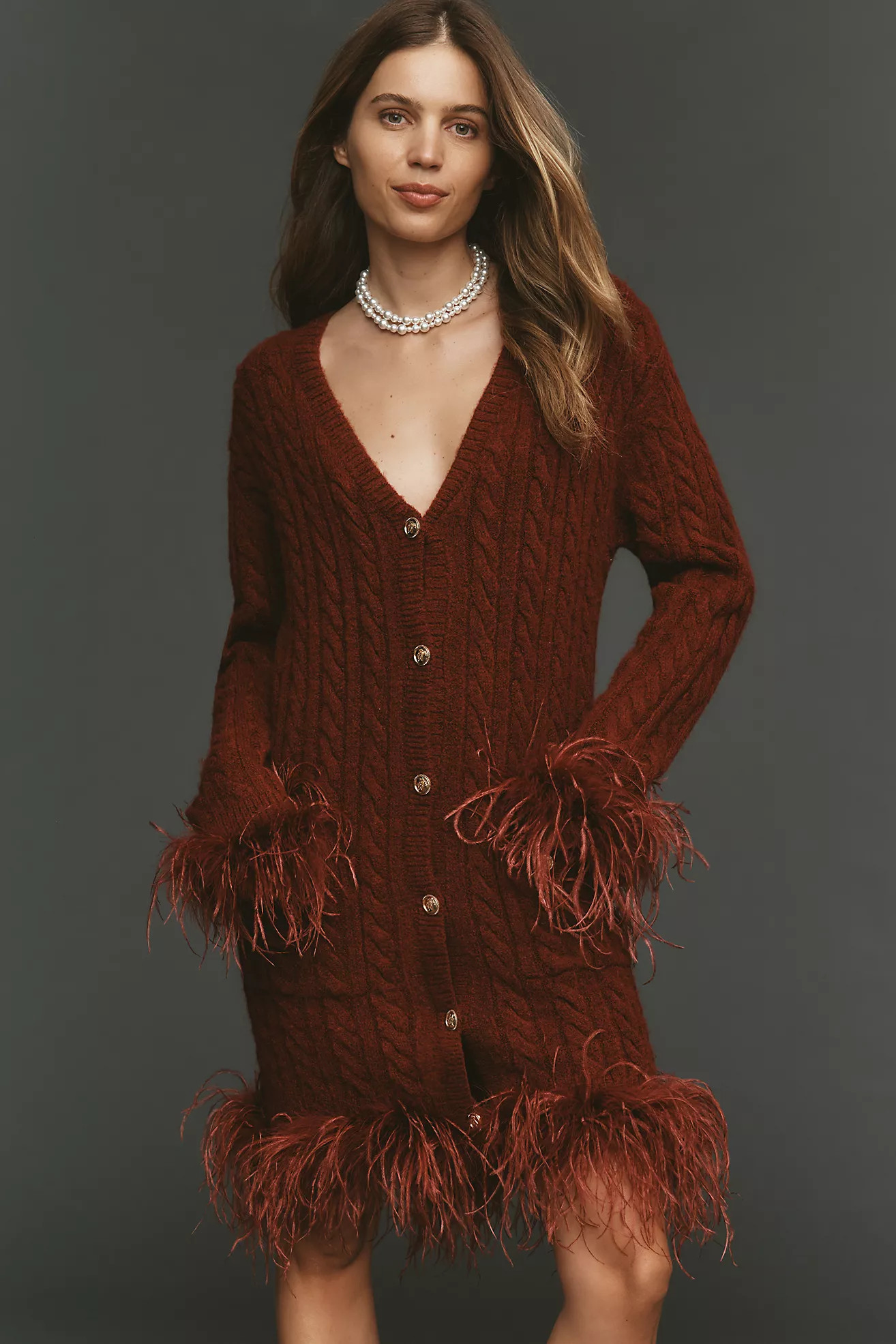 Saylor Long-Sleeve Faux-Feather Sweater Mini Dress | Anthropologie (US)
