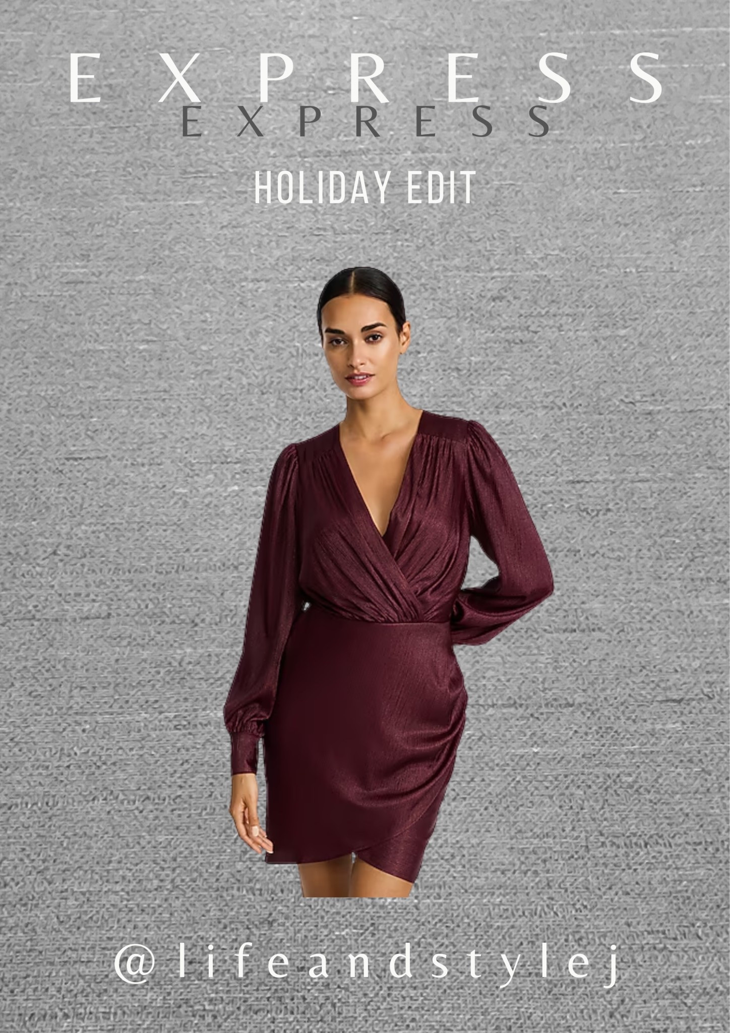 The Express Metallic V Neck Long Sleeve Wrap Mini Dress adds instant sparkle to your holiday edit with a flattering wrap shape that works beautifully for midlife ageless style. Keep it elegant by pairing it with sheer tights, pointed heels, and simple jewelry, or add a tailored coat for a polished night out look. #MidlifeFashion #AgelessStyle #HolidayOutfits #MetallicDress #ExpressStyle 

#LTKSeasonal #LTKHoliday #LTKOver40