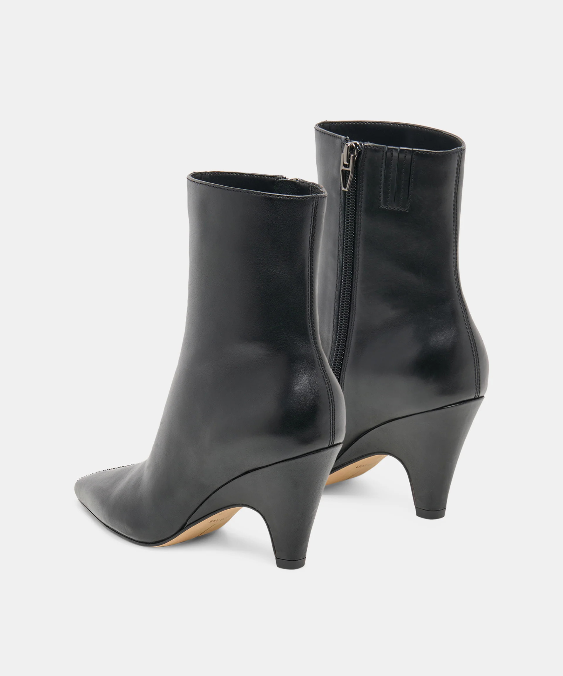 CRUZ Black Leather Sculptural Heeled Booties | Dolce Vita | DolceVita.com