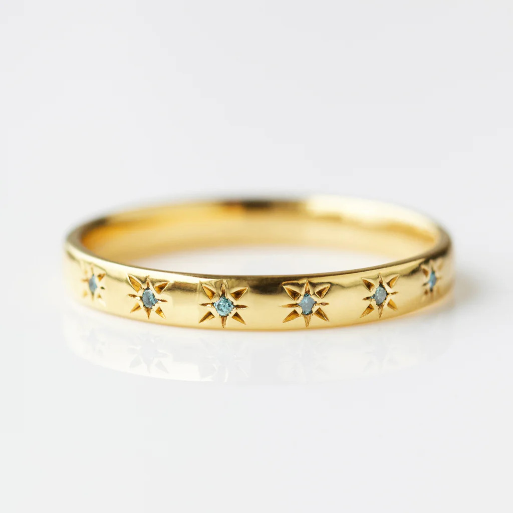 Simple Star Set Blue Diamond Band | Carrie Elizabeth